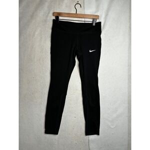 Nike Dri-FIT Womens Black Running Leggings Zipper Pocket Athletic Tights Size M